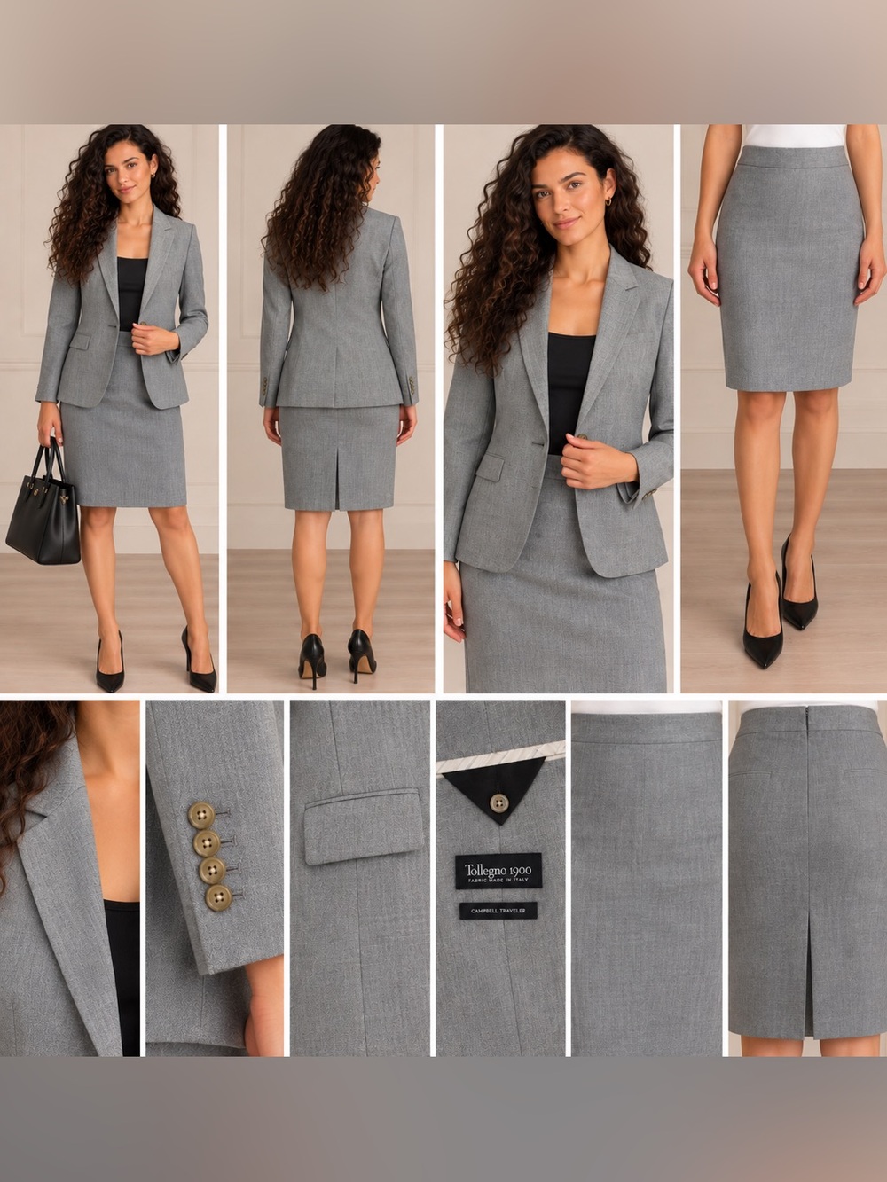 J.Crew Campbell Traveler Gray Italian Fabric Skirt Suit